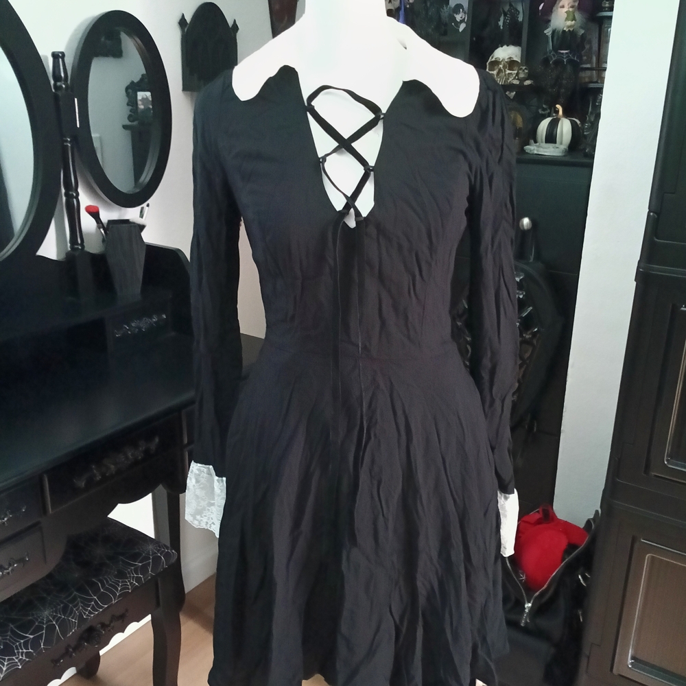 Collectif Black Dress with White Accents